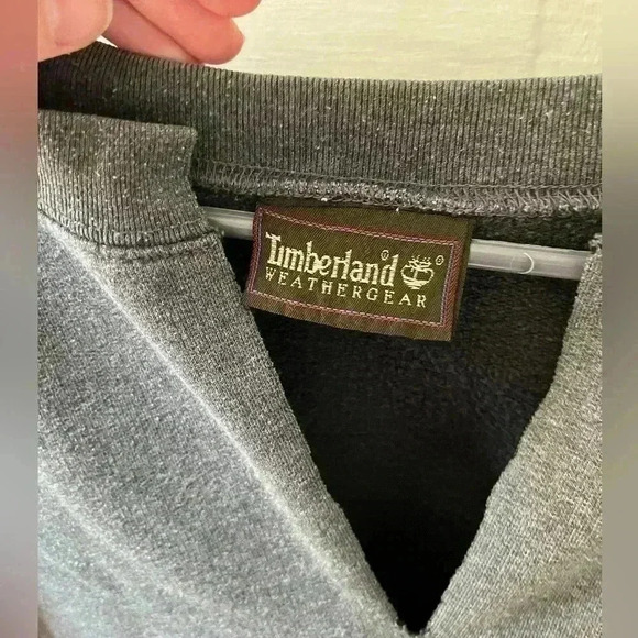 Timberland oversized grey casual utility cut vneck baggy sweatshirt size xl - Picture 5 of 6